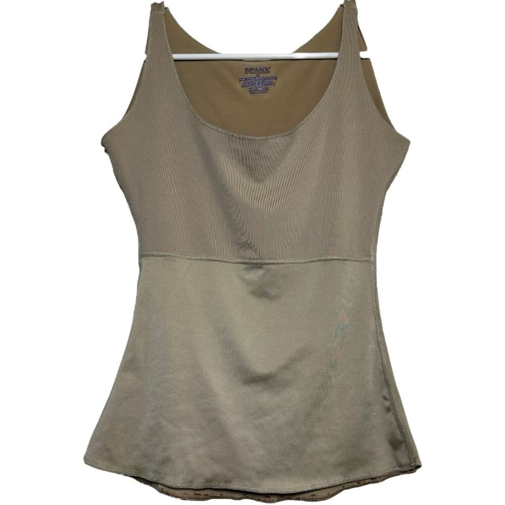 Spanx Tank Top Shaping Cami Flexible Wide Strap Sleeveless Scoop Neck Tan Small